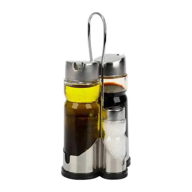Equinox Set de aceitera y vinagrera, Vidrio, Inoxidable, Color Acero y Transparente (503057)