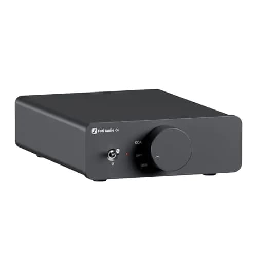 Fosi Audio Q6 Mini DAC de escritorio, convertidor de audio digital a analógico USB C para amplificador estéreo doméstico y amplificador de auriculares, entrada OPT/COA, salida/subsalida RCA