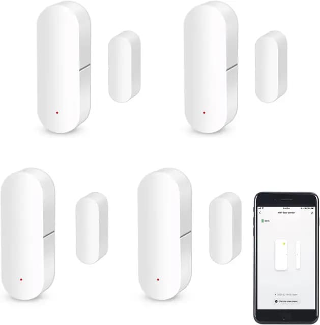 Sensor de Puerta WiFi, Sensor de Contacto de Ventana Inteligente, Alarma inalámbrica de Senso r de Puerta de Ventana, Compatible con Alexa y Google Assistant, no Requiere concentrador, 1 Pack