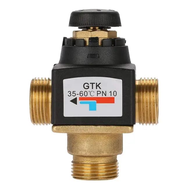 Válvula mezcladora termostática, válvula mezcladora termostática de latón DN20 de 3 vías, para Calentador de Agua Sola, de 35 a 60 grados, función antiquemaduras