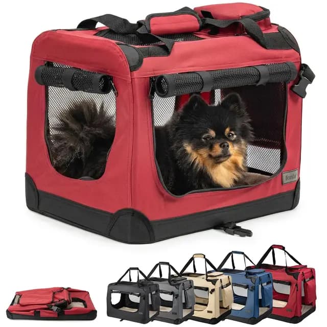lionto Transportín para Perros Bolsa transportín para Perros Transportín Plegable Autobox Bolsa para Animales pequeños, (S) 50x34x36 cm Rojo