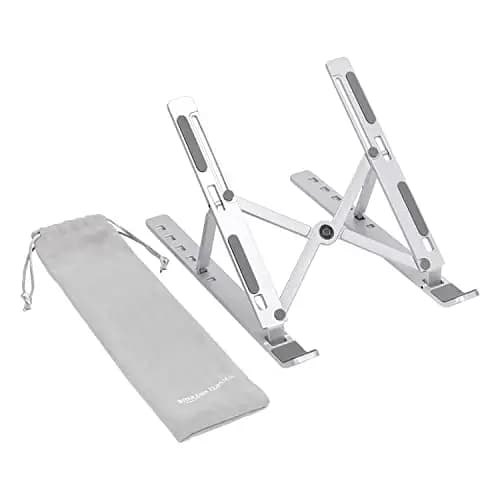 Amazon Basics Soporte para portátil con 6 ángulos ajustables se adapta a portátiles de entre 10 y 15,6 pulgadas, Plateado, 23,9 x 16,5 x 3,9 cm