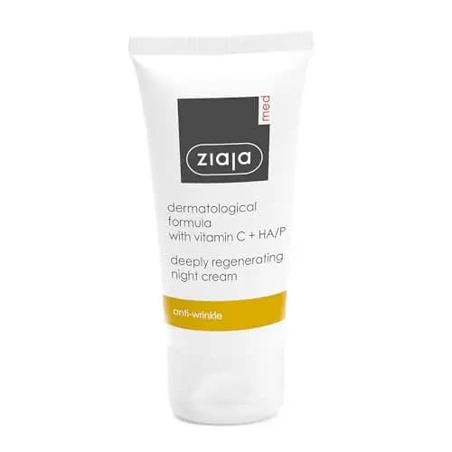Crema Facial de Noche Regeneradora, Antiarrugas con Vitamina C y Ácido Hialurónico, para Piel 25+ y 40+ de ZIAJA MED