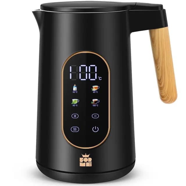 ForMe Hervidor Eléctricos de Acero Inoxidable 1,7 L Selección de Temperatura de 40-100 C LED Indicador Digital de Temperatura I Función de Mantener Caliente Tetera I Cristal Hervidora Libre de BPA