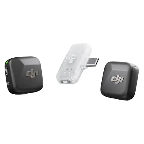 dji Mic Mini (2 TX + 1 RX móvil), micrófono lavalier inalámbrico para iPhone 17/16/15 y Android/PC/tabletas, conectar y Listo, transmisión de 300 m, cancelación Activa de Ruido, Vlogs