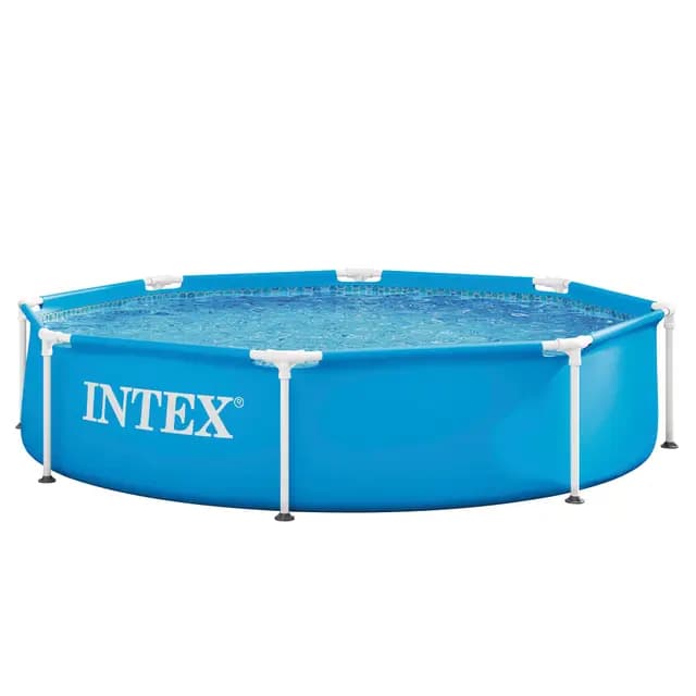 Intex 55242 - Piscina Desmontable Redonda Metal Frame Familiar Color Azul, Medidas Ø244x51 cm, Capacidad 1,828 litros, Material Resistente Triple Capa, Tubular, Infantil