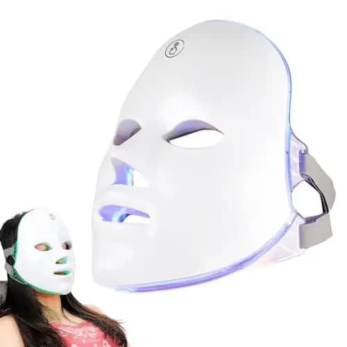 Máscara de luz para el cuidado facial, 7 colores con luz LED, máscara facial para el cuidado de la piel, máscara de belleza LED recargable para uso doméstico, herramienta de cuidado de la piel