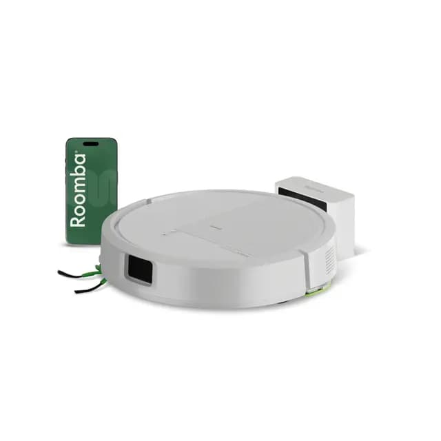 iRobot Roomba 115 Combo, Robot Aspirador y friegasuelos 2 en 1, Potencia de succión de 15000 Pascales, Cepillo Lateral Flexible, Mopa de fregado extendida, Navegación Clearview LiDAR, App, Blanco