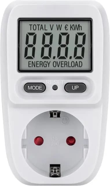 goobay 64589 Medidor de Energía Digital Básico/Medidor consumo eléctrico para Refrigerador, Lavadora, TV y Lámparas de Pie/Rango de Medición entre 0.5 W y 3680 W/Medidor de Consumo de Energía