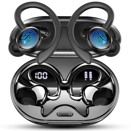 2026 Auriculares Inalambricos Deportivos, Nueva Auriculares Bluetooth 5.4 HiFi Estéreo con 4 HD Mic, 50H Cascos Inalambricos Bluetooth con Cancelacion Ruido ENC, Pantalla LED/IP7 Impermeable Cascos