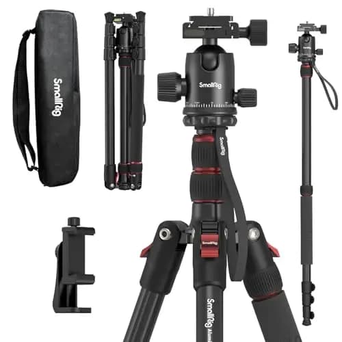 SMALLRIG Trípode Monopie para Cámara, 72" Trípode de Aluminio, Placa de Liberación Rápida con Cabeza Esférica Panorámica 360°, Carga Máxima 15kg, Ajustable de 17" a72, para Cámaras y Teléfonos - 3935