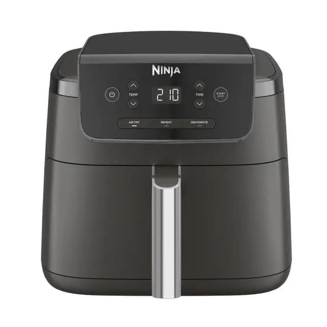Ninja freidora de aire de 4,7 l, monocajón, 3 en 1, fríe con aire, recalienta, deshidrata, 1-2 personas, digital, cocina sin descongelar, cajón y rejilla antiadherentes, 2000W, negra AF110EU