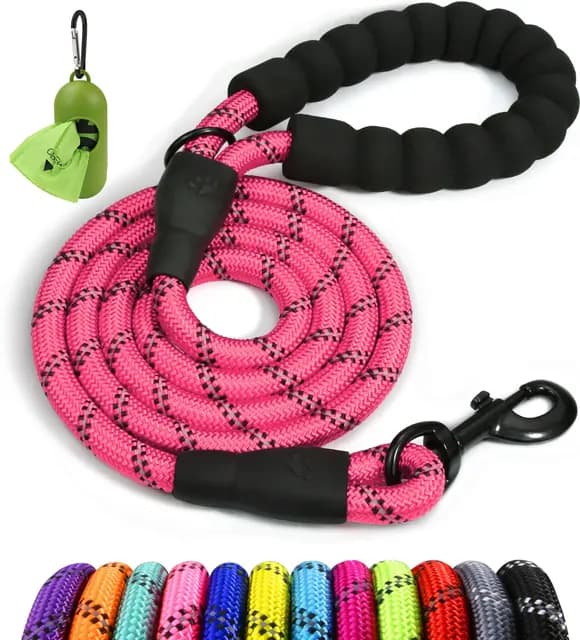 Taglory Correa de Perro, 1,2 m Correa de Fuerte de Perro para Perros Medianos y Grandes con Mango Acolchado Suave y Hilos Reflectantes, Rosa
