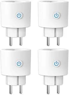 ANTELA Enchufe Inteligente WiFi 16A 3680W con Monitor de Energía, Compatible con Alexa y Google Home, Horarios y Temporizadores, No Necesita HUB,4pc