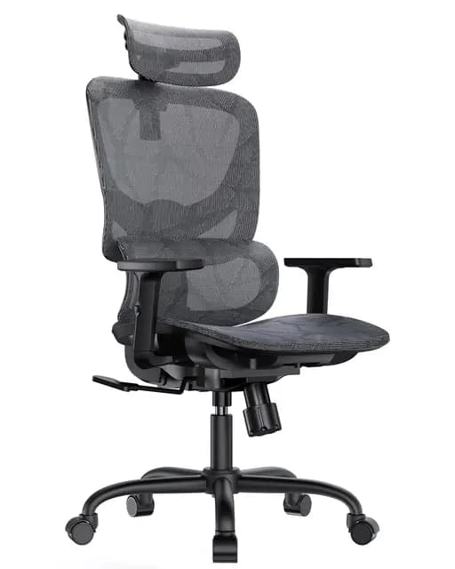 Silla de Oficina ergonómica de Malla HUANUO, Silla de Escritorio de Respaldo Alto con Soporte Lumbar Ajustable, reposabrazos, Mecanismo de balanceo, Silla ergonómica de Gaming de Malla