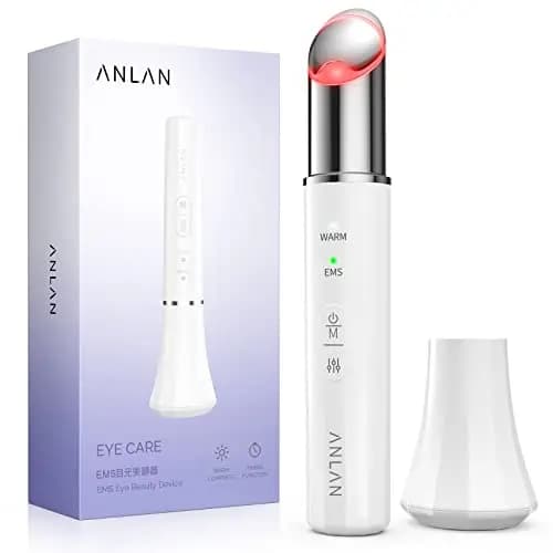 ANLAN Masajeador de Ojos, EMS Dispositivo de Ojos Antiarrugas y Antiedad, Luz Roja& Azu de LED Terapia, 40 ℃ Compresa Caliente, Mejora Ojeras, Bolsas, Hinchazón, Arrugas, Contorno de Ojos