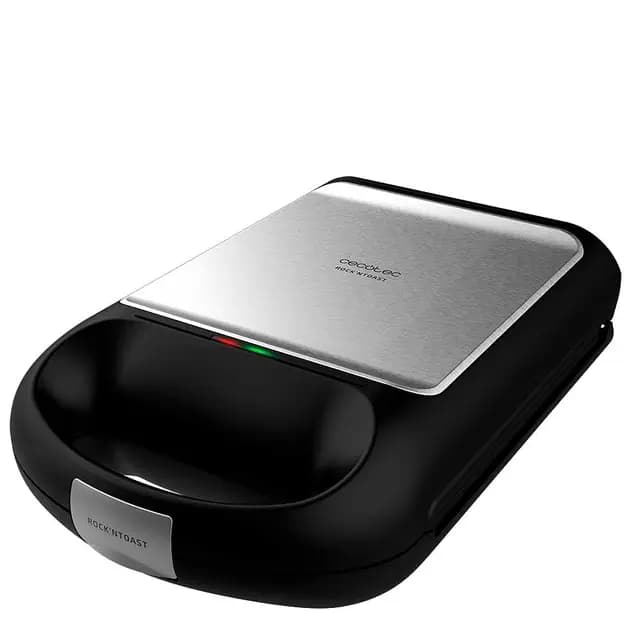 Cecotec Sandwichera Rock'nToast Family. 1500 W, Capacidad para 4 Sandwiches, Revestimiento Antiadherente, Rapidez de Calentamiento y Tostado uniforme, Acero Inoxidable