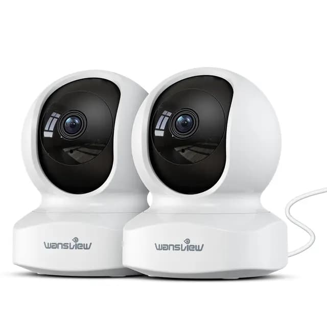 wansview 2K Camara Vigilancia WiFi Interior - 2Pack Camaras Vigilancia Domicilio WiFi 360° para Perros, Seguimiento del Movimiento, Detección de Humano, Grabación Continua, Audio Bidireccional