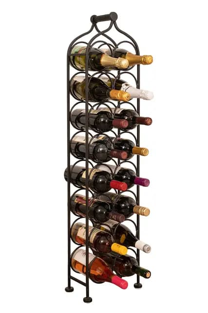 Biscottini Botellero Vino Metal 105x12x24 cm | Botellero Vino Vertical | Mueble botellero para 16 Botellas | Soporte Botellas Vino y Agua
