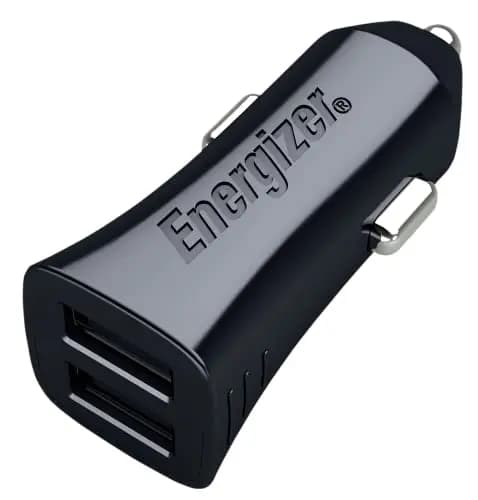 Energizer - Cargador de Coche de 17 W - 2 Puertos USB-A - Cargador para Encendedor de Cigarrillos - Diseño Delgado y Compacto - Negro