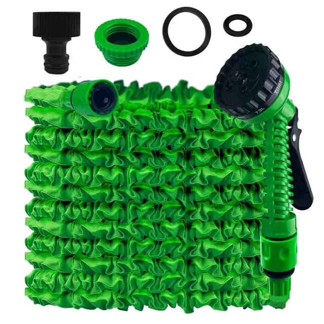 Manguera Jardin Extensible 15 Metros, Manguera Flexible Jardín con Pistola Rociadora 7 Funciones, Garden Hose, Manguera de Riego para Lavado de Coches, Riego de Plantas, Limpieza de Suelos – Imagen 1