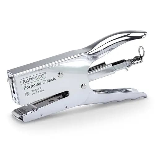 Rapesco R81000A3 Porpoise Grapadora Clásica de Tenaza, Capacidad para 45 Hojas, Cromo