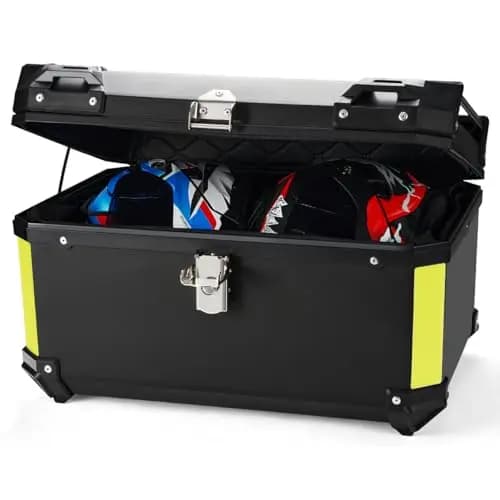 MOCOERL Maleta Moto Topcase Negra Gran Capacidad 60L - Maleta Superior Plástico ABS Impermeable Maleta Portaequipajes Caja Moto - Soporte Montaje Universal - Puede Contenedor 2 Cascos
