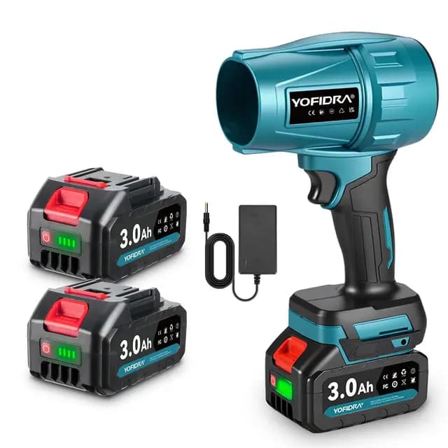 Yofidra Soplador de Hojas, 576 km/h Soplador Aspirador de Hojas, Soplador con 2 Baterías de 3,0 Ah, 28.000 RPM, Soplador de Hojas Eléctrico, Soplador a Batería para Burbujas Coches Hojas Nieve Polvo
