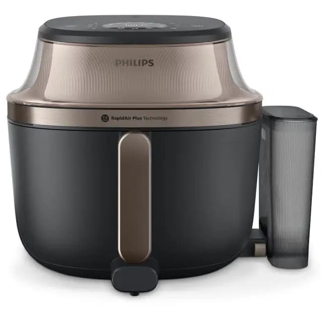 Philips Steam Airfryer 5000 Series - Freidora de aire caliente con función de vapor, vapor, Airfry, SteamFry, 7,2 L, ventana, revestimiento cerámico sin PFAS, limpieza automática a vapor (NA547/07)
