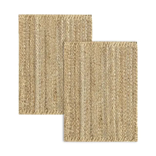 HAMID - Pack 2 Alfombras de Yute Granada 100% Fibra de Yute Natural - Alfombras Suave - Tejida a Mano - Alfombra de Salón, Comedor, Dormitorio, Pasillos, Entrada - Natural (70x50cm) 2uds…