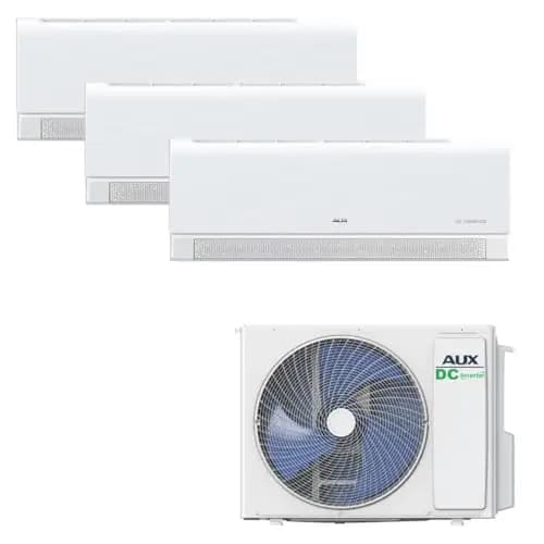 Aux Multi Split Aire acondicionado Set 27000 BTU unidad exterior (7,9 kW) + 3 x 9000 BTU (2,6 kW cada uno), dispositivo de pared WiFi Control R32 blanco mate