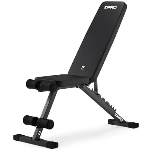 ZIPRO Banco de Musculación Ajustable Multifuncional Fitness Gimnasio hasta 300 kg con Respaldo y Asiento 7 Posiciones Plano Inclinado Declinado Equipo Entrenamiento para Casa Home Gym – Stride Negro