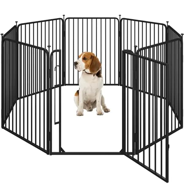 Yaheetech Parque para Perros 8 Paneles de 80 cm de Altura, Vallas para Perros con Cerradura Integrada, Tubos de Bajo Ruido, Protector de Suelo, Alambres de Metal de 8 mm, para Casa y Jardín