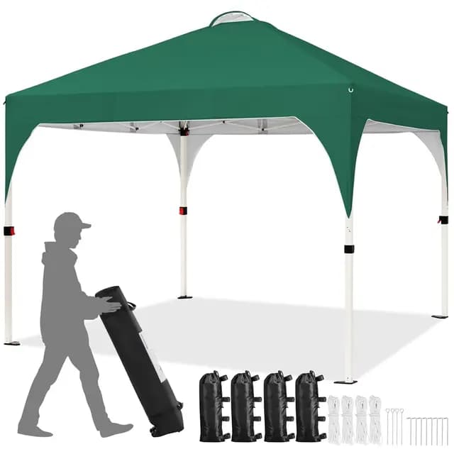 Yaheetech Carpa Plegable 3x3m Cenador de Jardín Impermeable para 8-10 Personas,con Ventilacion y Bolsa de Transporte, Ideal para Playa y Camping Verde – Imagen 1