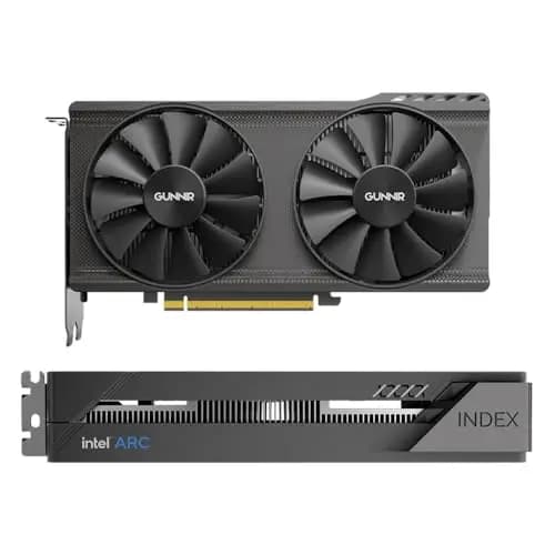 Cutesliving GUNNIR Intel Arc A380 Index 6G GDDR6 Tarjeta gráfica con tecnología XeSS, reloj de 2 GHz, PCIe 4.0, 1 salida HDMI 2.0 y 3X DP 2.0, 75 W TBP, ventiladores duales para transmisión y juegos