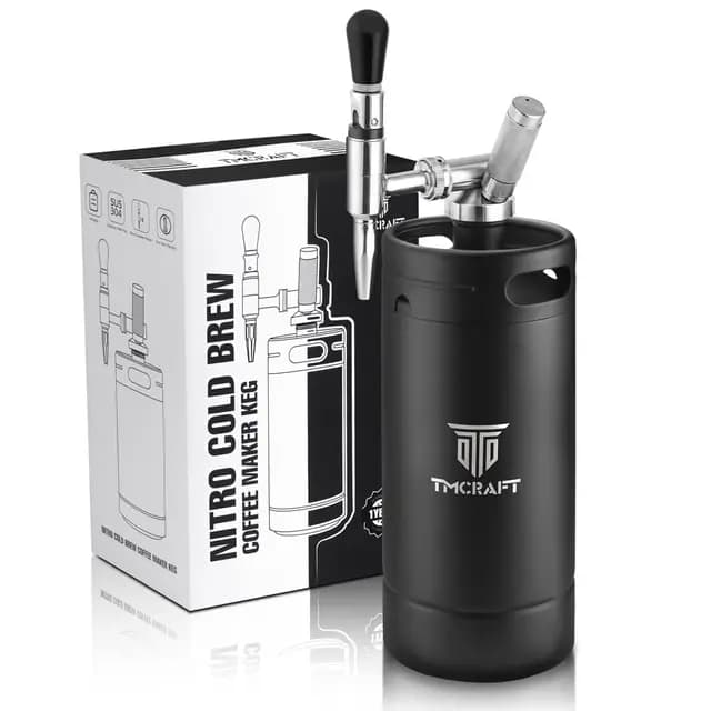 TMCRAFT Cafetera Nitro Cold Brew de 128 oz, grifo de acero inoxidable Stout Cream y válvula de alivio de presión, barril de café con nitrógeno