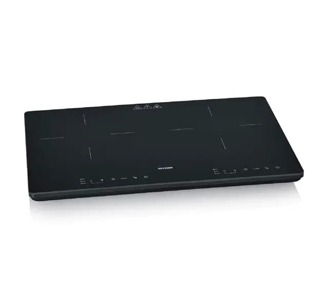 SEVERIN Placa de inducción doble, vitrocerámica, 10 niveles de potencia, pantalla táctil con función de temporizador, señal acústica y desconexión automática, 3.400 vatios, negro/cristal, DK 1033