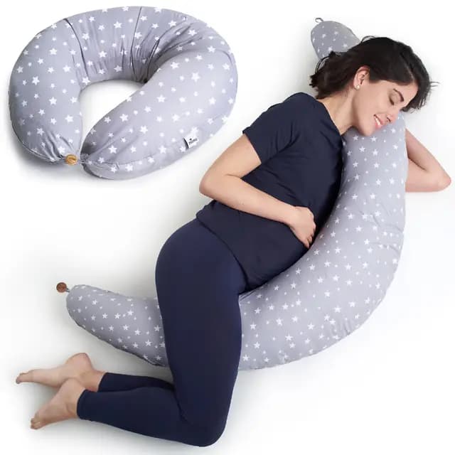 Niimo Cojín Embarazada XXL - Ganador del Doble Platino 2022, Cojín Embarazada y Cojín Lactancia Bebé con Funda 100% de Algodón, Almohada Embarazada Dormir, Lavable Relleno de Poliester