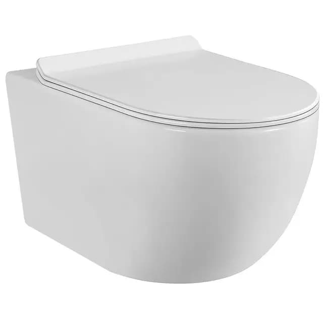 Inodoro suspendido - Cerámica - Sin bridas -Blanco - Soft-close - Tapa extra fina - Diseño elegante y moderno
