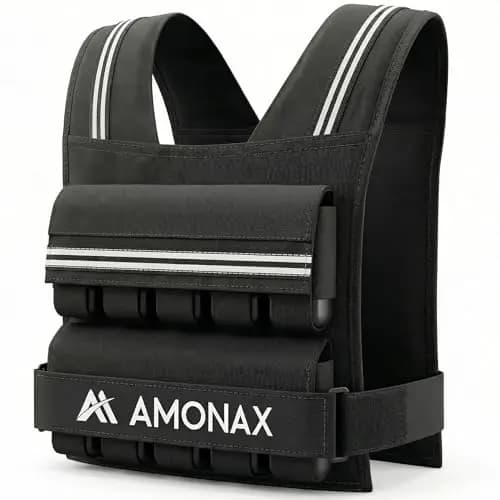 Amonax Chaleco Lastrado 10kg / 20kg / 30kg, Chaleco Peso Entrenamiento Ajustable para Mujer y Hombre, con Elementos Reflectantes, Chaleco con Peso para Running, Caminar y Fitness