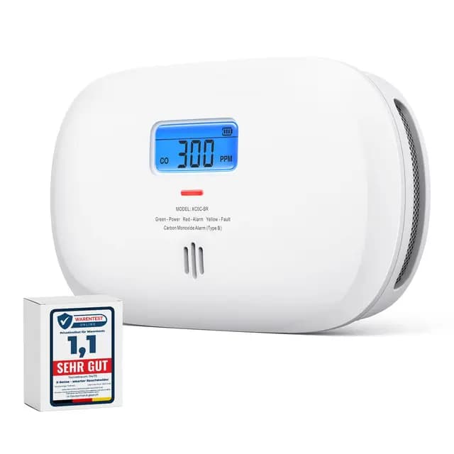 X-Sense Detector de Monóxido de Carbono, Alarma de CO con Batería Reemplazable y Pantalla Digital, Alarma de Monóxido de Carbono Portátil para el Hogar con Memoria de Valor Máximo de CO, XC0C-SR