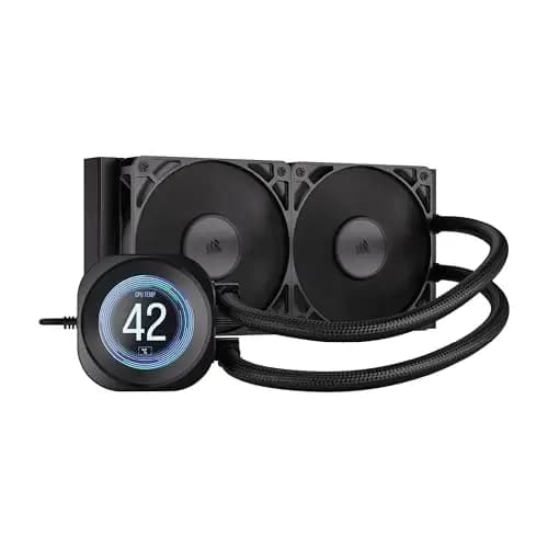 Corsair Nautilus 240 RS LCD Refrigeración líquida de CPU – Pantalla LCD IPS de 2,1", 240mm AIO, Bajo Ruido, Daisy-Chain, Intel LGA 1851/1700, AMD AM5/AM4 – Incluye 2 Ventiladores RS120 – Negro