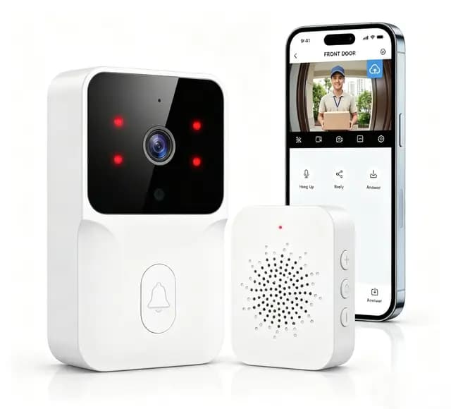 Genérico Timbre Videoportero Inalámbrico con Cámara HD1080P,Resistente al Agua,Visióm Nocturna,Videocitofono WiFi,Intercomunicador Bidireccional, Control De Aplicaciones, Instalación Inalámbrica