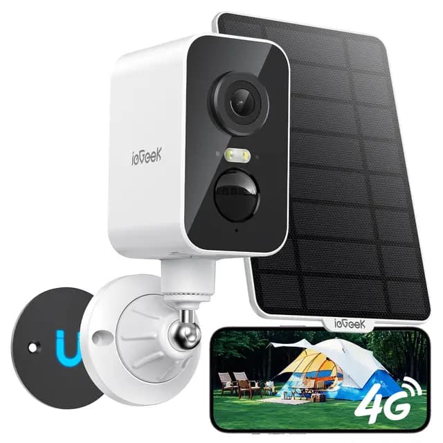 ieGeek 4G Magnética Camara Vigilancia Sim Exterior Solar, Sin WiFi-2K, 300°Pan, Batería 10000mAh, Detección Humana PIR & Sensor Movimiento, Visión Color, IP66, con Tarjeta SIM -Ideal Camping