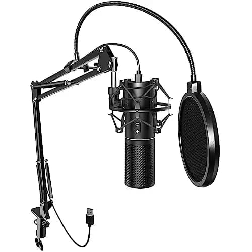 TONOR PC Micrófono de Condensador, USB Micro con Brazo para Streaming, Patrón Polar Cardioide para Podcast, Gaming, Música, Grabación,Conferencia y Youtube, Set de Mic Profesional con Soporte Q9