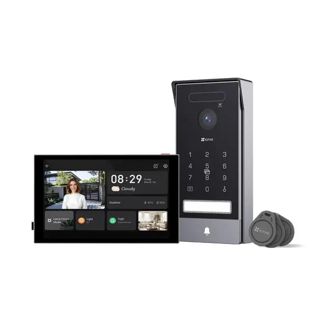 EZVIZ HP7 Pro 4K Videoportero, Desbloqueo por Reconocimiento de Palma, 8'' Monitor Táctil a Color, Audio Bidireccional, Visión Nocturna, Detección Movimiento Humano, Wi-Fi 2.4/5GHz