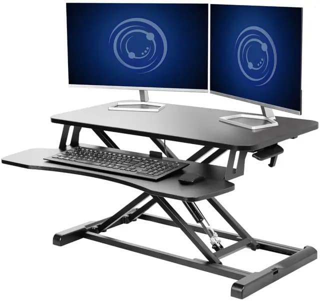 VIVO Convertidor de Escritorio de 80 centímetros, Serie K, Elevador de Altura Ajustable para Sentarse a pie, Monitor Dual y estación de Trabajo para Laptop con Bandeja Ancha para Teclado, Negro