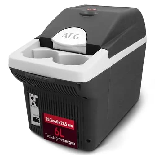 AEG Automotive Board-Bar BK 6 Nevera y Calentador termoeléctrico, Rojo, 6 l, 12 V, para Coche y Enchufe, se Puede enganchar en el Coche