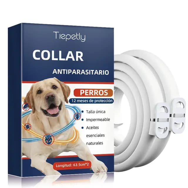 Collar Antiparasitario Perros Ajustable, Elimina Pulgas, Garrapatas, Collar Antipulgas Perro con Aceites Esenciales 100% Naturales, Ideal para Perros Grandes, Medianos y Pequeños