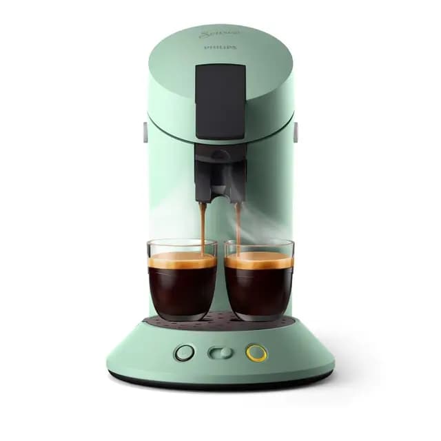 PHILIPS Senseo Original Plus cafetera de monodosis, Selección de Intensidad del Café, Tecnología Coffee Boost, Plástico Reciclado, Verde Desierto (CSA210/80)